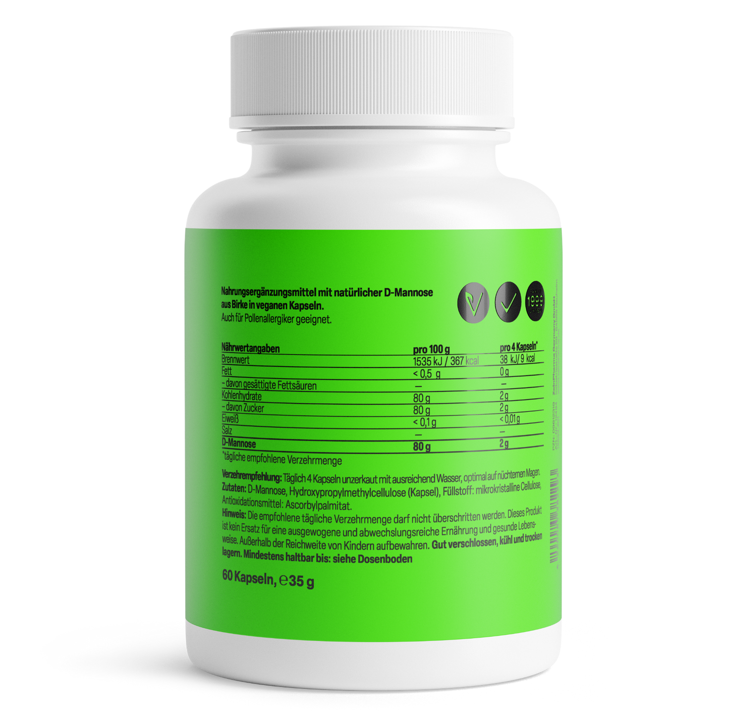 Natural D-Mannose Capsules 500 mg
